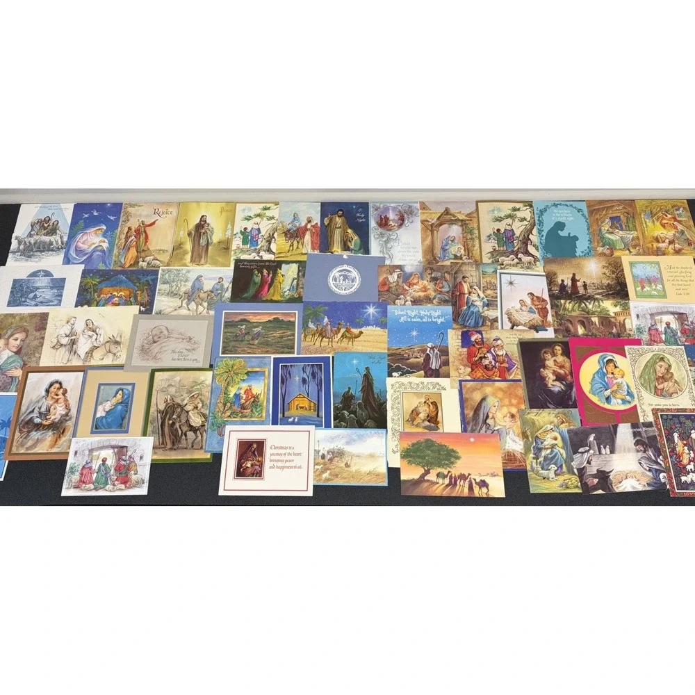 Vintage Christmas Cards Fronts ONLY Nativity Scrapbooking Crafts Lot of 50+